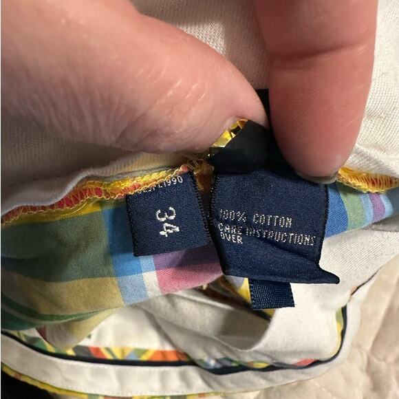 Polo Golf Plaid Shorts Men's Size 34 9 Inch Flat Front Yellow Easter Spring - Picture 7 of 7